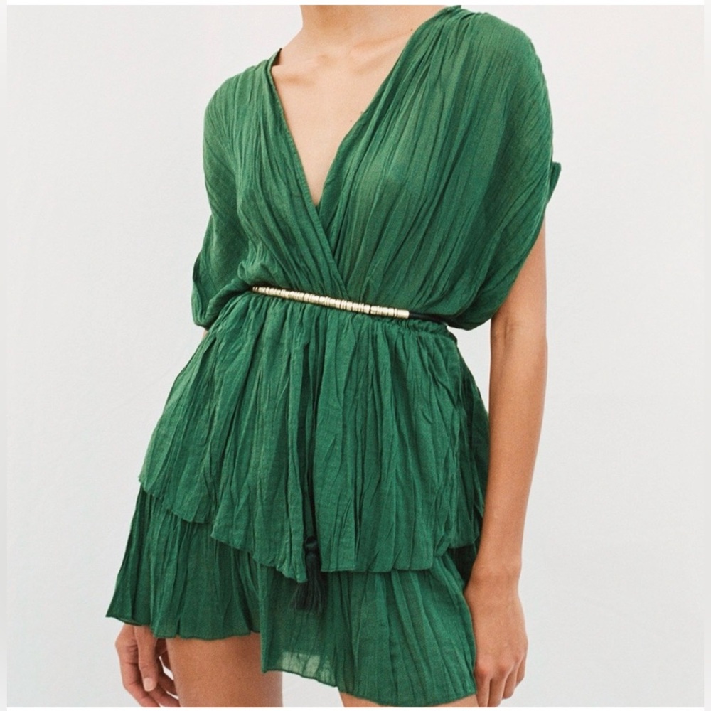 Zara Pleated V-Neck romper